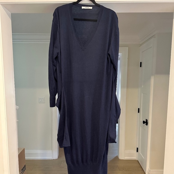 Thakoon Navy Sweater Dress with "Sleeve Tie" Detail at Waist - Size XL - Picture 9 of 14